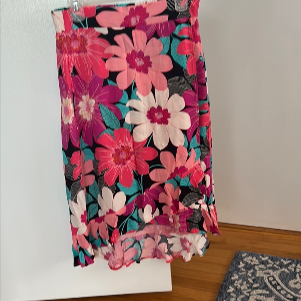 Floral Women's Skirt - Pink and Black